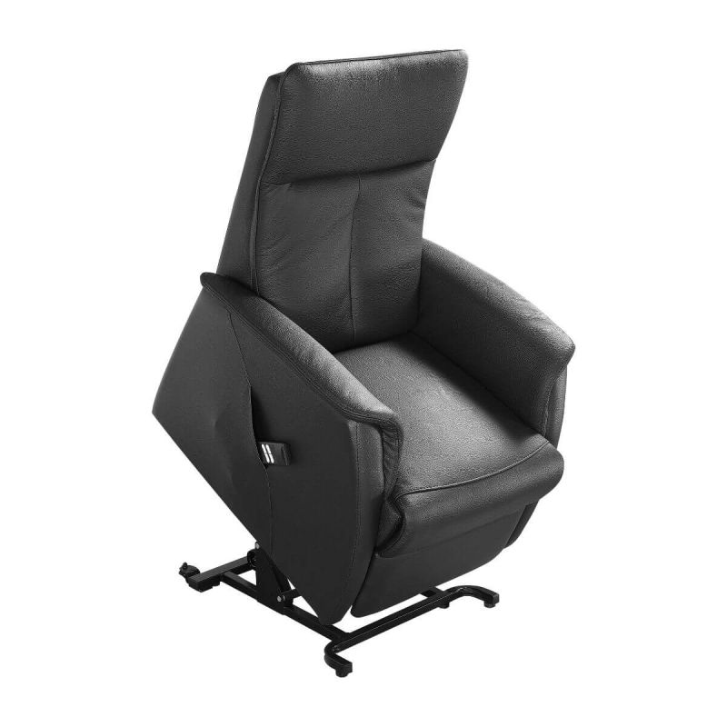 PLEGAR - Fauteuil modèle L relax releveur en cuir vachette noir