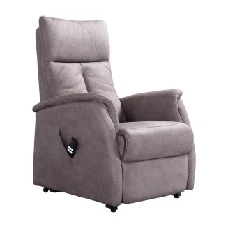PLEGAR - Fauteuil modèle L relax releveur tissu polyester imitation cuir gris