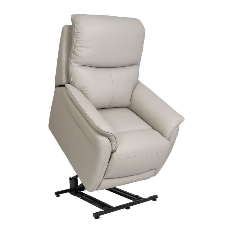 SULTAN - Fauteuil relax releveur en cuir vachette gris clair