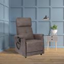 PRAGUE - Fauteuil relax releveur tissu polyester imitation cuir gris