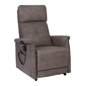 PRAGUE - Fauteuil relax releveur tissu polyester imitation cuir gris