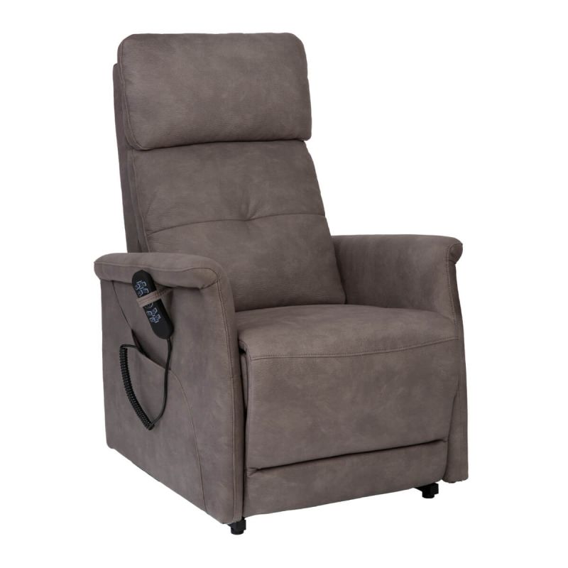 PRAGUE - Fauteuil relax releveur tissu polyester imitation cuir gris PRAGUE - Fauteuil relax releveur tissu polyester imitation cuir gris