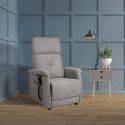 PRAGUE - Fauteuil relax releveur tissu polyester gris clair chiné