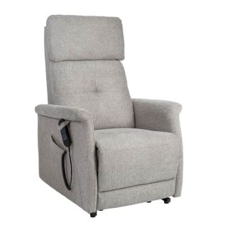 PRAGUE - Fauteuil relax releveur tissu polyester gris clair chiné