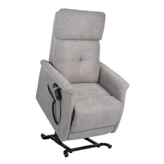 PRAGUE - Fauteuil relax releveur tissu polyester gris clair chiné