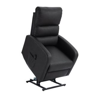SOON - Fauteuil relax releveur en PU imitation cuir noir