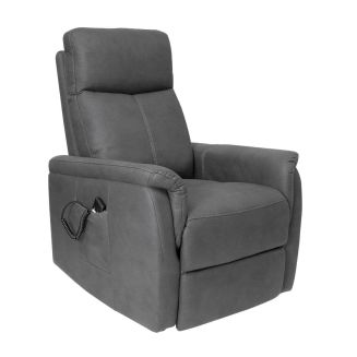 GIACOMO - Fauteuil relax releveur tissu polyester imitation cuir gris foncé