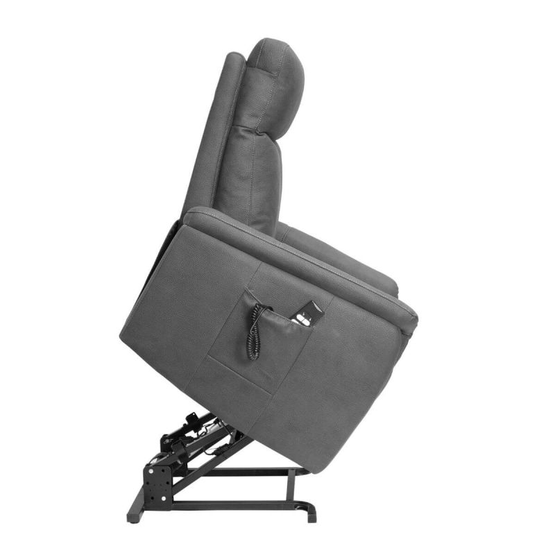 GIACOMO - Fauteuil relax releveur tissu polyester imitation cuir gris foncé