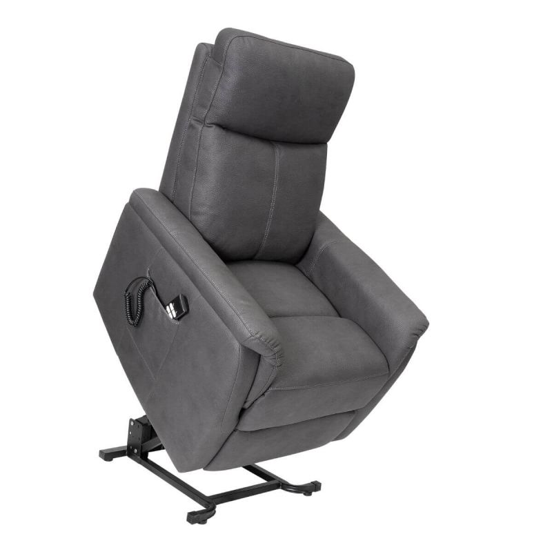 GIACOMO - Fauteuil relax releveur tissu polyester imitation cuir gris foncé