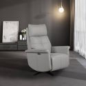 VENUSIA - Fauteuil pivotant relax releveur en cuir vachette gris clair
