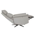 VENUSIA - Fauteuil pivotant relax releveur en cuir vachette gris clair