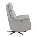 VENUSIA - Fauteuil pivotant relax releveur en cuir vachette gris clair