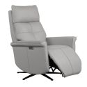 VENUSIA - Fauteuil pivotant relax releveur en cuir vachette gris clair