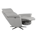 VENUSIA - Fauteuil pivotant relax releveur en cuir vachette gris clair