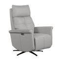 VENUSIA - Fauteuil pivotant relax releveur en cuir vachette gris clair