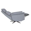 VENUSIA - Fauteuil pivotant relax releveur en cuir vachette gris glacier