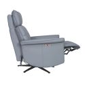 VENUSIA - Fauteuil pivotant relax releveur en cuir vachette gris glacier
