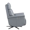 VENUSIA - Fauteuil pivotant relax releveur en cuir vachette gris glacier