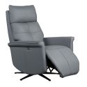 VENUSIA - Fauteuil pivotant relax releveur en cuir vachette gris glacier