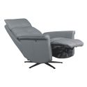 VENUSIA - Fauteuil pivotant relax releveur en cuir vachette gris glacier