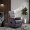DONATELLO - Fauteuil relax releveur tissu polyester imitation cuir gris