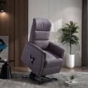 DONATELLO - Fauteuil relax releveur tissu polyester imitation cuir gris