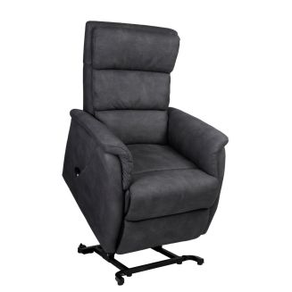 MILLOR - Fauteuil relax releveur tissu polyester imitation cuir gris foncé