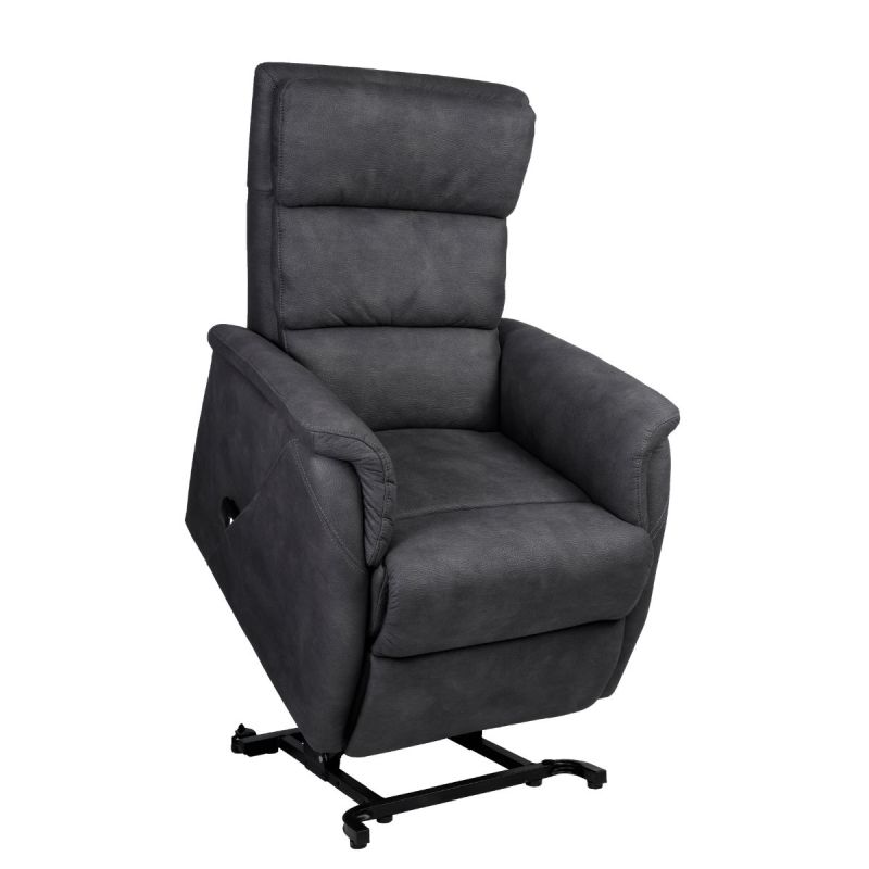 MILLOR - Fauteuil relax releveur tissu polyester imitation cuir gris foncé
