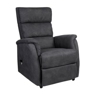 MILLOR - Fauteuil relax releveur tissu polyester imitation cuir gris foncé