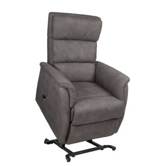 MILLOR - Fauteuil relax releveur tissu polyester imitation cuir gris