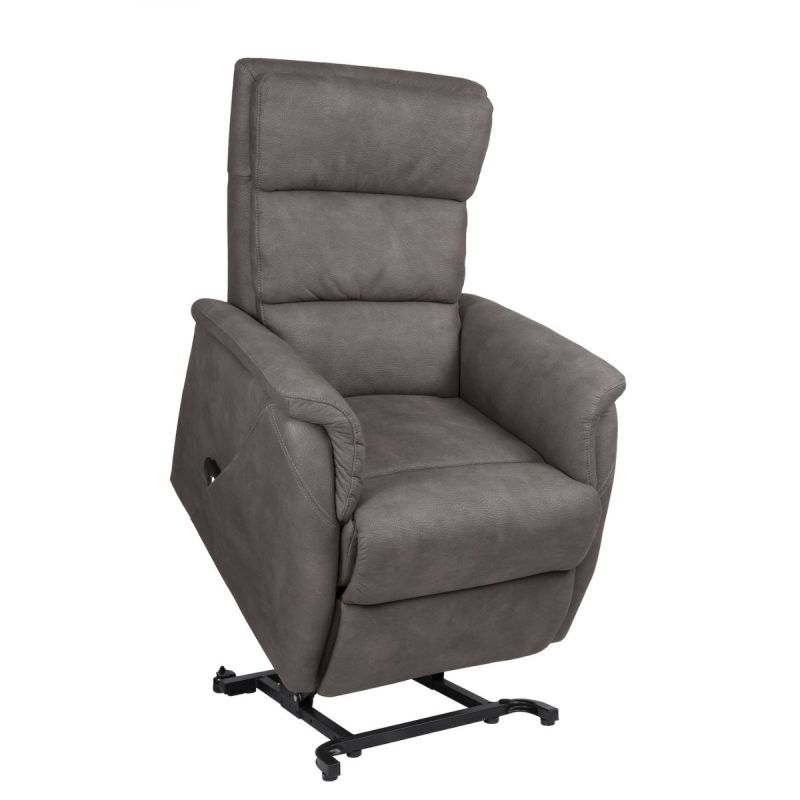 MILLOR - Fauteuil relax releveur tissu polyester imitation cuir gris