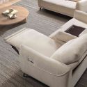 KERDAL - Canapé relax électrique 3 places tissu polyester beige