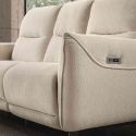 KERDAL - Canapé relax électrique 3 places tissu polyester beige