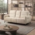 KERDAL - Canapé relax électrique 3 places tissu polyester beige