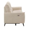 KERDAL - Canapé relax électrique 3 places tissu polyester beige