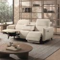 KERDAL - Canapé relax électrique 3 places tissu polyester beige
