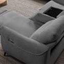 KERDAL - Canapé relax électrique 3 places tissu polyester gris