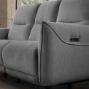 KERDAL - Canapé relax électrique 3 places tissu polyester gris