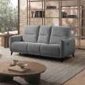 KERDAL - Canapé relax électrique 3 places tissu polyester gris