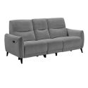 KERDAL - Canapé relax électrique 3 places tissu polyester gris
