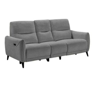KERDAL - Canapé relax électrique 3 places tissu polyester gris