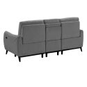 KERDAL - Canapé relax électrique 3 places tissu polyester gris