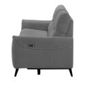 KERDAL - Canapé relax électrique 3 places tissu polyester gris