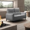 KERDAL - Canapé fixe 2 places tissu polyester gris