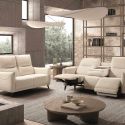 KERDAL - Ensemble Canapé relax électrique + canapé fixe tissu polyester beige