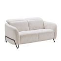 AMSTEN - Canapé fixe 2 places tissu polyester beige avec têtières inclinables manuelles
