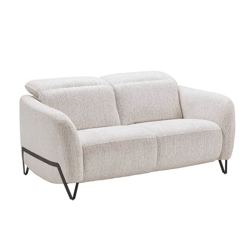AMSTEN - Canapé fixe 2 places tissu polyester beige avec têtières inclinables manuelles AMSTEN - Canapé fixe 2 places tissu polyester beige avec têtières inclinables manuelles