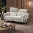 AMSTEN - Canapé fixe 2 places tissu polyester beige avec têtières inclinables manuelles