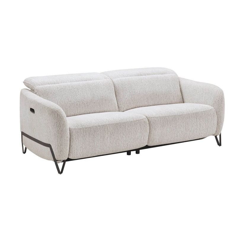 AMSTEN - Canapé relax électrique 3 places tissu polyester beige AMSTEN - Canapé relax électrique 3 places tissu polyester beige