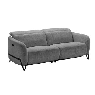 AMSTEN - Canapé relax électrique 3 places tissu polyester gris